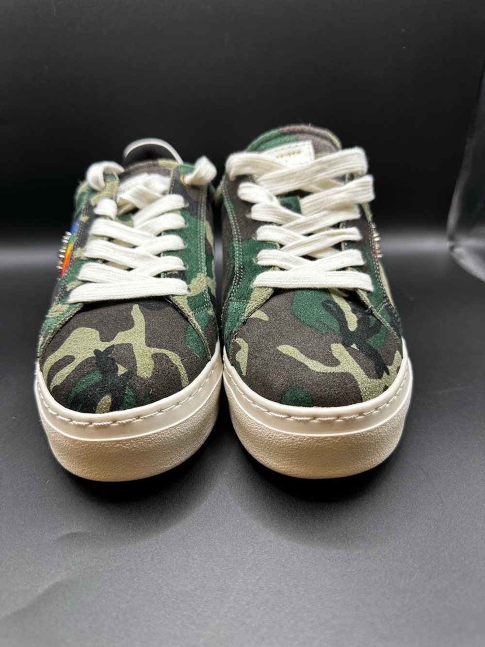 Kurt Geiger Camouflage Sneakers with Rainbow Stripe and Eye Emblem W-5 - Picture 5 of 13